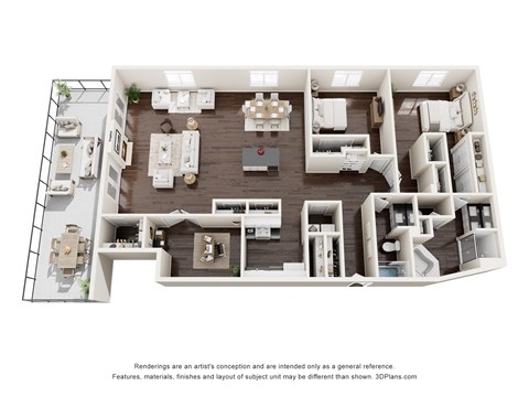 Floor plan for 2 beds, 2 baths, 2404 sqft